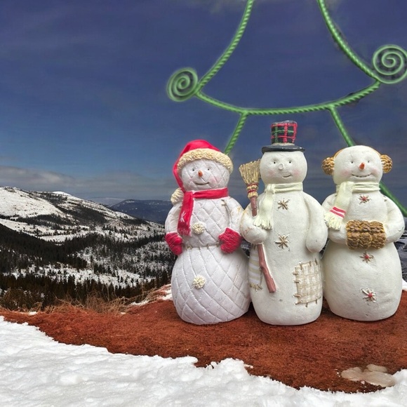 HALLMARK Snowmen & Christmas Tree Metal Card Holder Photo Display - Picture 3 of 8